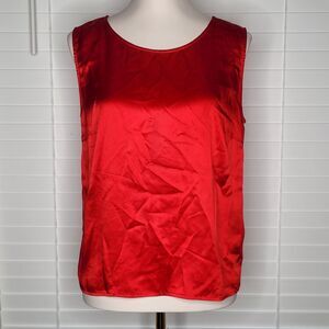 Karen Arnold 100% Silk Red Top Christmas Party Holiday NYE Valentine’s Day Sz‎ M